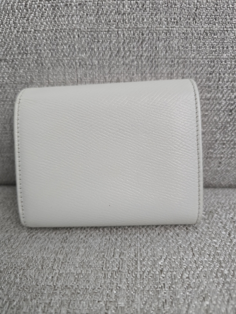 CELINE Grained Calfskin Leather White Small Trifold Wallet - Picture 2 of 11